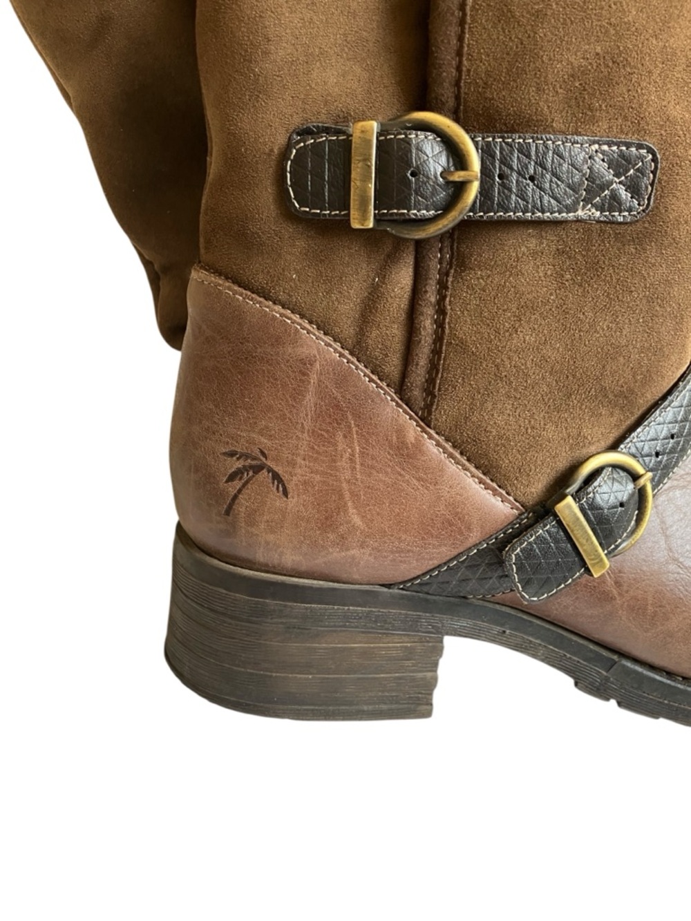 Dromedaris Brown Leather & Suede Mid-Calf Boots Buckle Strap Side Zip Comfort 42 - Picture 9 of 13